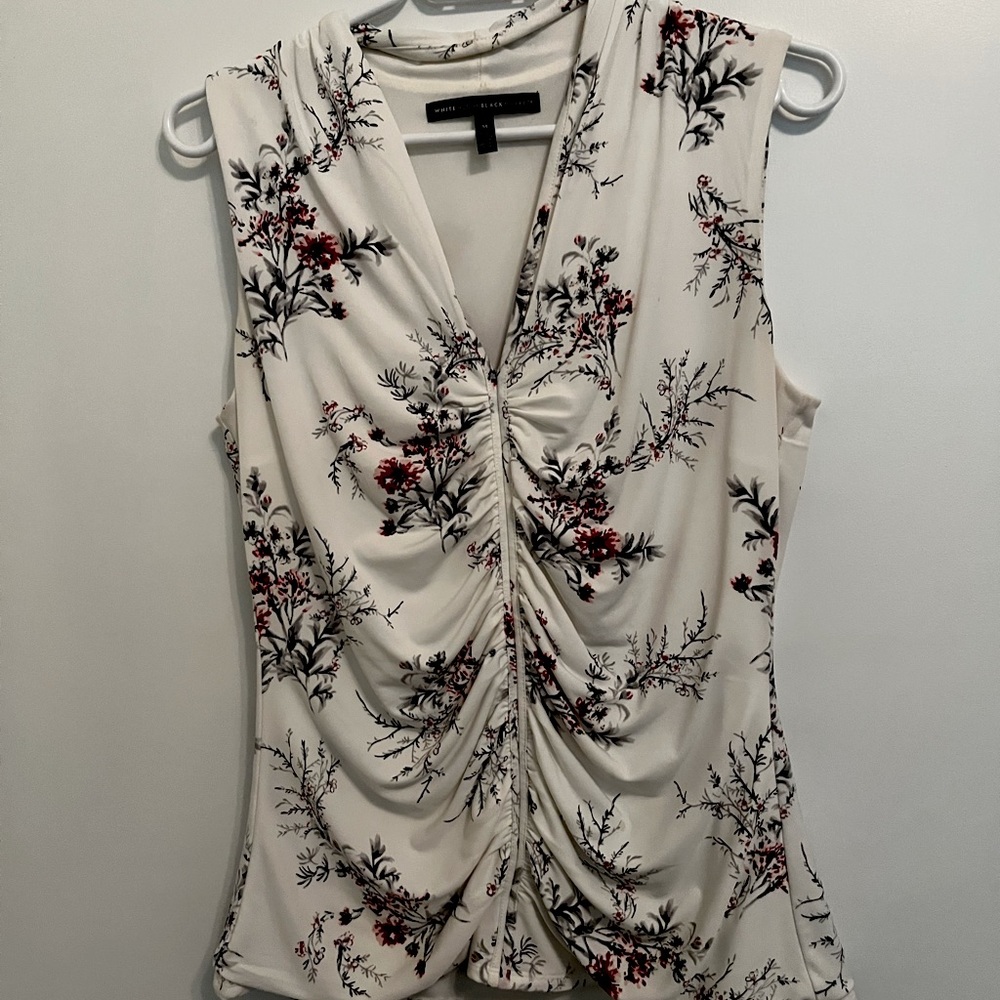 White Floral Sleeveless Top